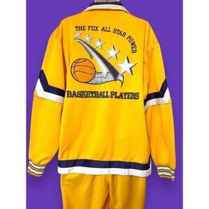 VINTAGE Fox Sports Basketball Warm-Up Jacket And Pants 2 Piece Set Sz Large